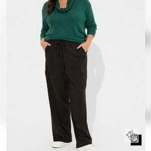 🆕️ 2X BLACK CARGO WIDE LENGTH PANT - STRETCH CHALLIS PULL ON